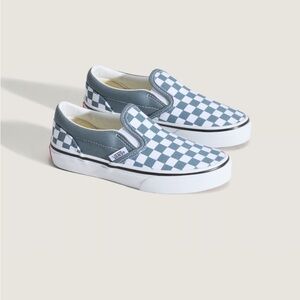 Vans blue checkered kids 1.5 classic slip on sneakers new  1.5Y